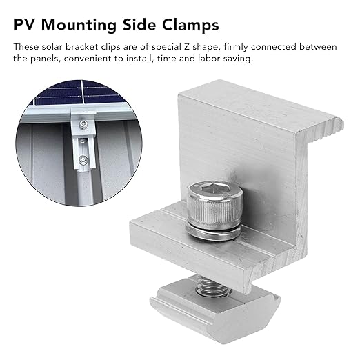 Solar Panel Clamps Z Brackets 10PCS Aluminum Mounting System Grounding Clip Lug (30mm)