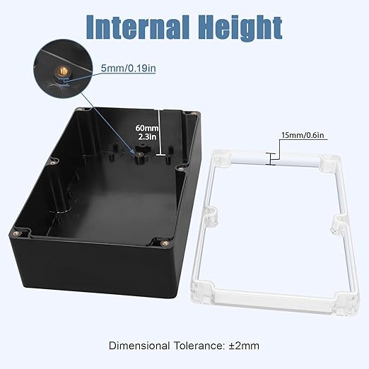 LeMotech Electrical Box Clear Cover Project Box IP65 Waterproof Junction Box ABS Plastic Case Universal Enclosure for Electronics, Black 9.0"x 5.9"x 3.1"(230x150x85mm)(Pack of 1)