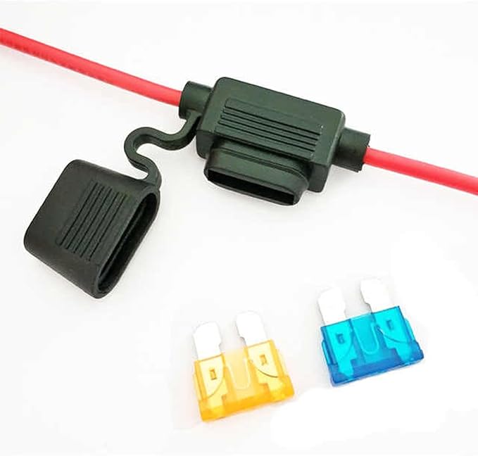 6pcs Inline Fuse Holder 12V, 12 AWG Waterproof Fuse Holder with 66 Pcs Standard Car Fuses (2A/3A/5A/7.5A/10A/15A/20A/25A/30A/35A/40A, in Line Fuse Holders for Marine Auto Electrical Circuits.