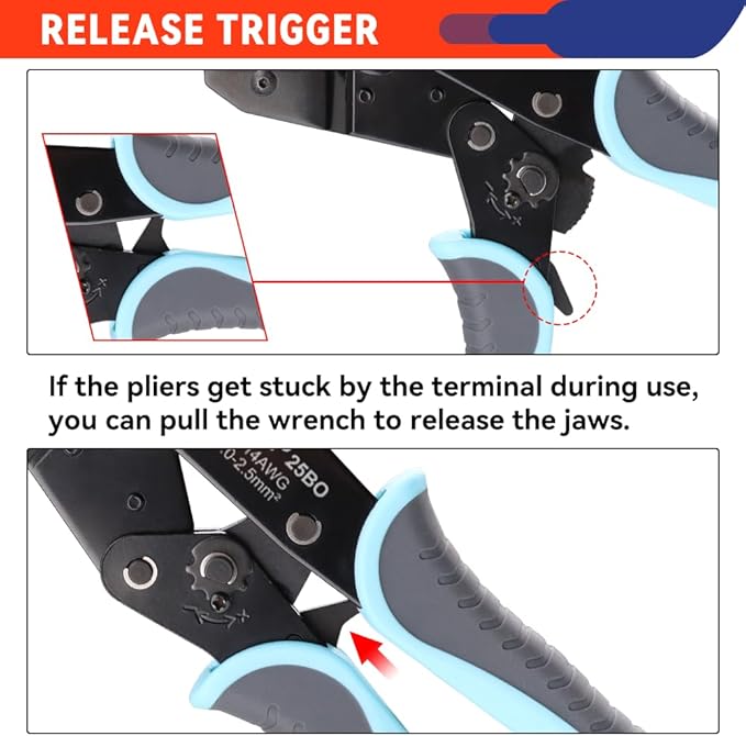 Crimping Tool for Delphi APTIV Weather Pack Terminals or Metri-Pack Connectors - AWG 18-13 (1.0-2.5mm²) with Chrome-Moly Steel Wire Cutting Jaw - One Cycle Crimping - Ratcheting Wire Crimper
