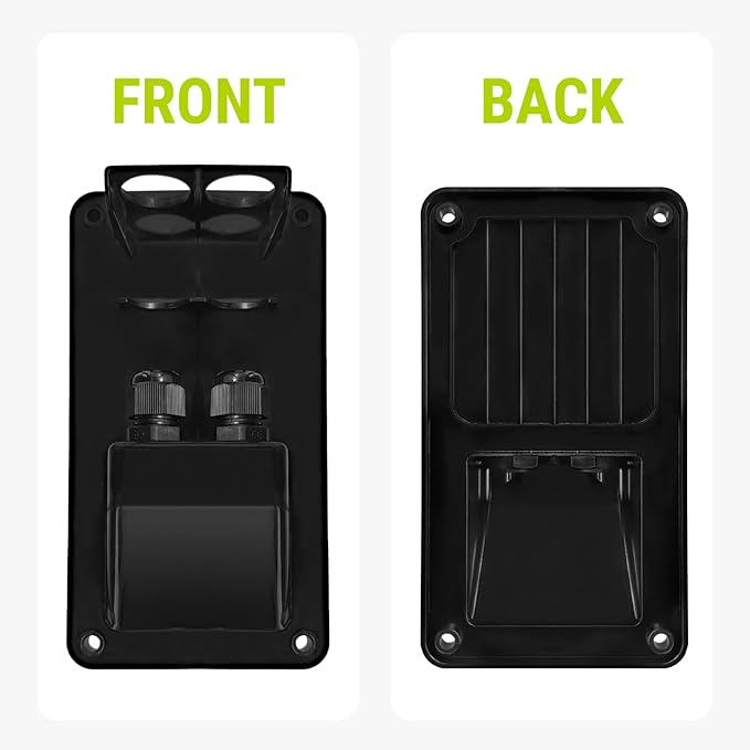 Newpowa Solar Double Cable Entry Gland Box Waterproof Dual Wire Connector Adapter Housing Plate ABS Mount Ideal for Marine Use, RVs, Caravans, Boats