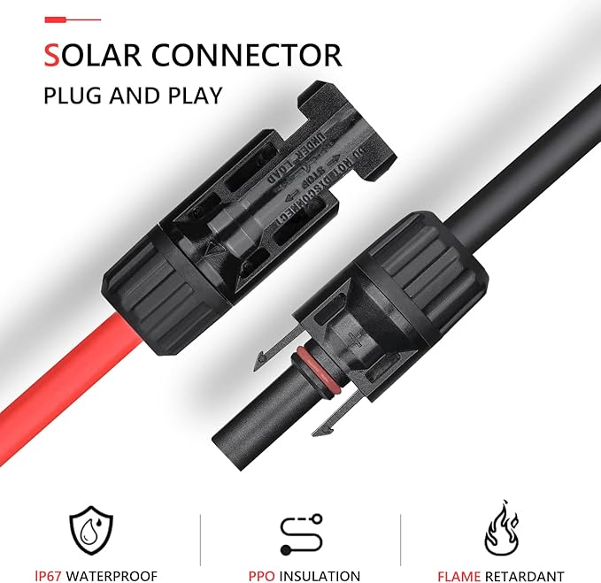 Solar Crimping Tool Kit for 2.5/4/6mm²/10-14AWG, with 12 Pairs Male Female Solar Panel Cable Connectors, 2 PCS Spanner Wrench