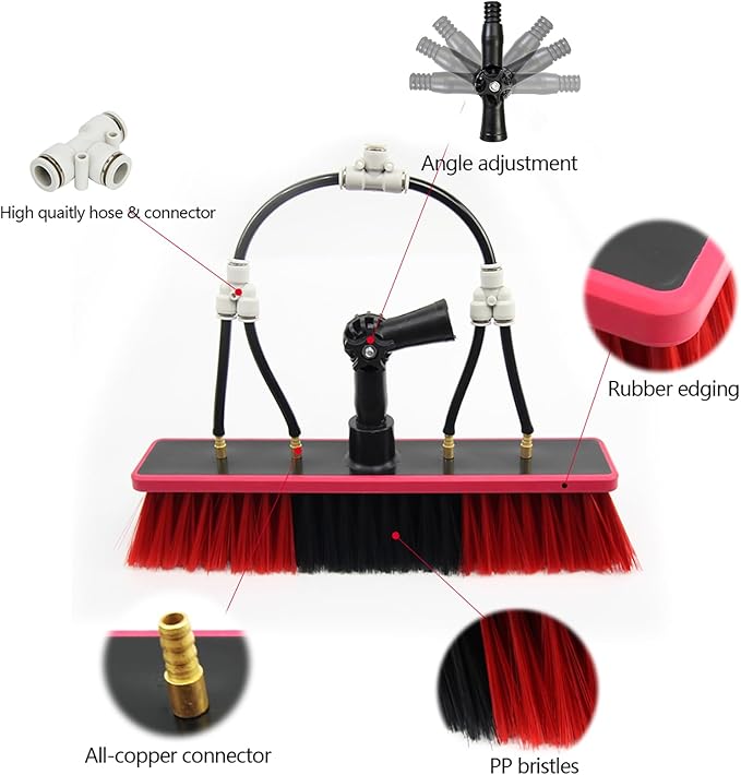 Window Cleaning Brush Head for Solar Panel Washing Water Flow Through（Without Pole） (brush-350)