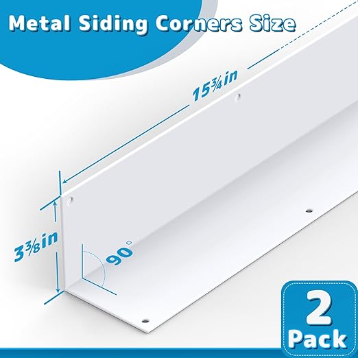 Air Jade Aluminum Alloy Siding Corners, 15.8" x 3.4", 2 Pcs Siding Corner Protectors with 90° Angle, Outdoor Weed Whacking Protection for Wall, Easy to Install with Screws, White