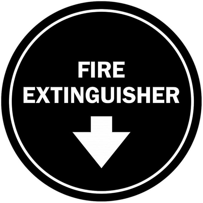 Signs ByLITA Circle Fire Extinguisher Sign (Black) - Small