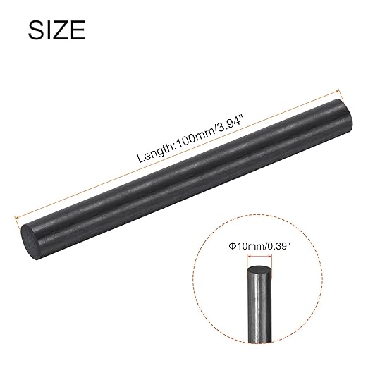 MECCANIXITY Carbon Fiber Rod, 10mm x 100mm Carbon Rod Bar for RC Plane DIY Craft Kite Wing Tube Quadcopter Arm Repair Pack of 4