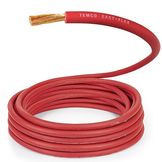 TEMCo 4 Gauge AWG 125 Ft Red Flexible Pure Copper Made in USA Welding Cable Battery Wire - Heavy Duty Solar, Inverter, Car, RV, Truck