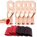 TKDMR 6pcs 1/0 AWG-3/8 Battery Lugs,Heavy Duty Wire Lugs,Ring Terminals,Battery Cable Ends,0 Guage terminals,Battery Terminal Connectors with 6pcs 3:1 Heat Shrink Tubing