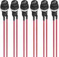 Pre-Wired Panel Mounted Screw Cap Fuse Holder - 6pcs, 5 x 20mm, AC 10A 250V, Black