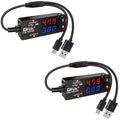 DROK USB Tester 2pcs, USB-A USB-C 2.0 Multimeter Dual USB Ports PD QC 3.0 with Color LED Display Battery Charger Monitor, 7 Modes Capacity Voltage Current Power for Laptop Power Bank Solar Panel