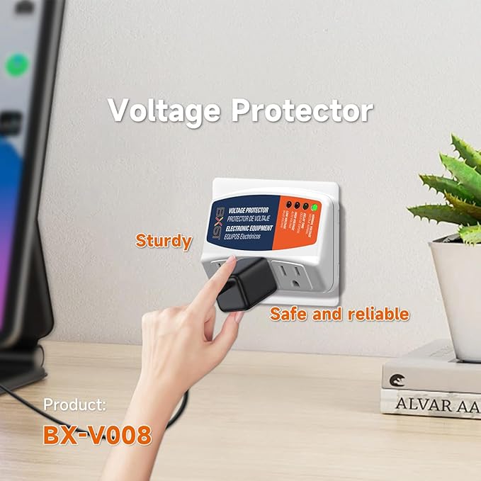 BXST Refrigerator Surge Protector 3 Outlet Power Strip for Home Appliance 30S Delay Voltage Protector Brownout Surge Protector Plug for TV/PC/Fridge15A 1800W 140J
