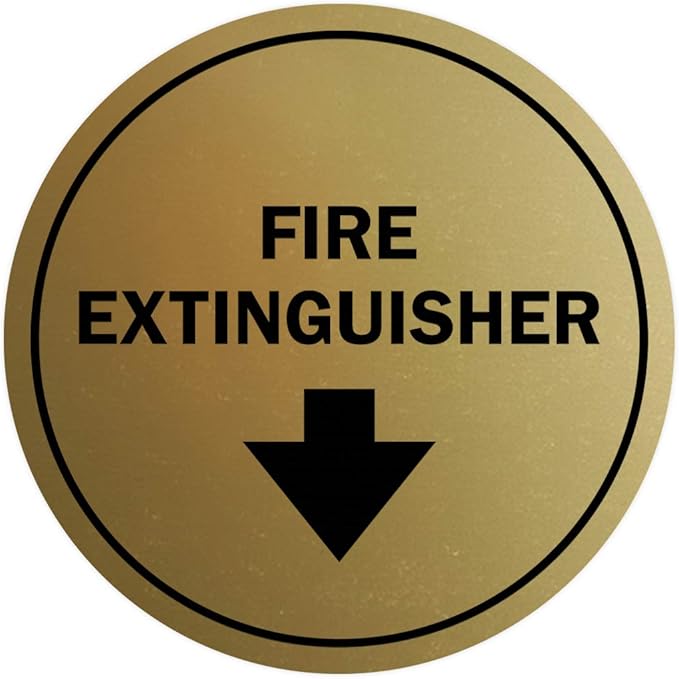 Signs ByLITA Circle Fire Extinguisher Sign (Brushed Gold) - Small