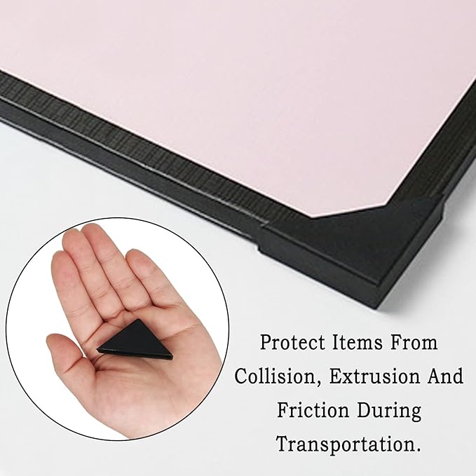 6mm(1/4inch) Black Triangle Shape Plastic Glass Corner Protector,Anti-Collision Right-Angle Plastic Corner Guard for Furniture,Wood Planks,Picture Frame, Painting, Shipping, Packing(40pcs)