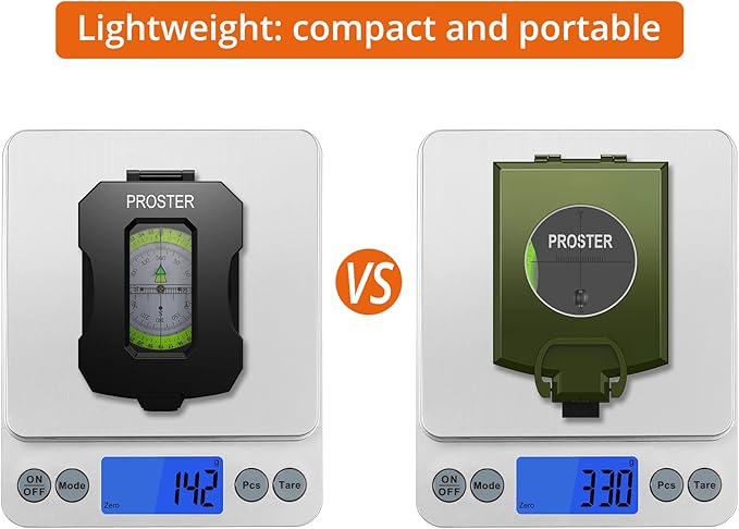 Proster IP54 Hiking Compass with Sighting Clinometer Professional Military Compass Aluminum Alloy Camping Compass Waterproof with Carry Bag