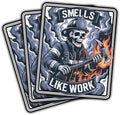 3Pcs Smells Like Work Sticker Funny Firefighter Skull Flames Gift for Firehouse Fire Station Smells Like Work Firefighters Stickers Fireman Car Decal for Laptop Bottle Notebook Toolbox Hard Hat 3"
