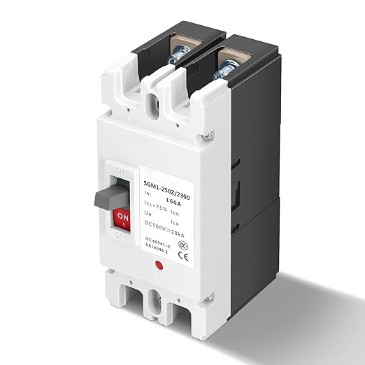 Yosoo Health Gear Dc Circuit Breaker 2p Plastic Case Circuit Breaker Solar Switch 500v 160a, Suitable for Solar Panel Power Grid System