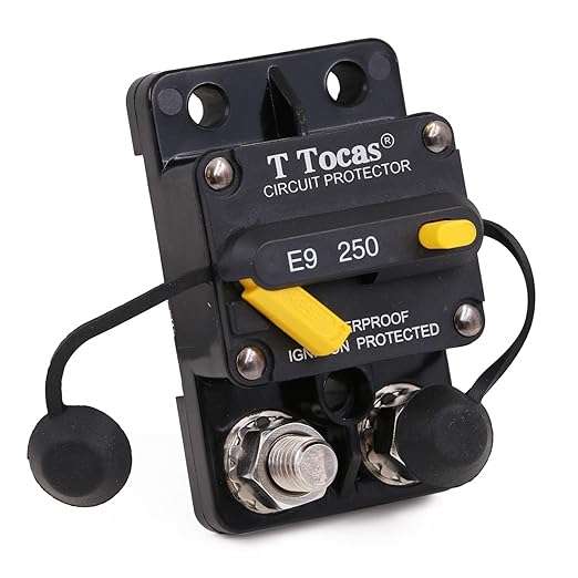 E9 Double 3/8" Stud 250 Amp Circuit Breaker with Manual Reset, 12V - 48V DC, Waterproof, 250A Switchable Surface Mount