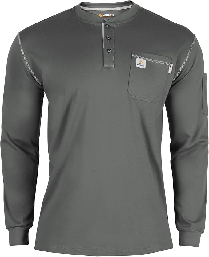 FR Shirts for Men CAT2/HRC2 Flame Resistant Shirts 6.5oz Light Weight Long Sleeve Fire Retardant Shirts
