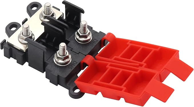 2way Midi Fuse Holder Car Audio Marine Boat Brass Fuse Block with Midi Fuses 100A 60A 30A Silicone Rubber Cover