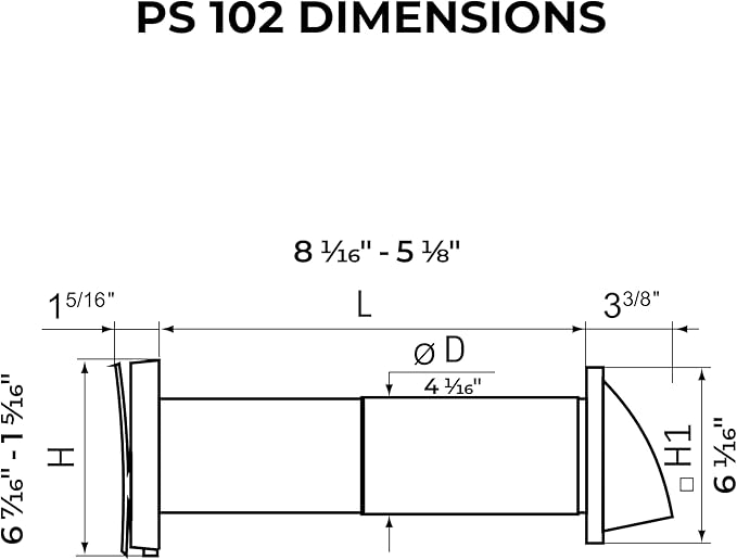 VENTS-US - PS 102- Passive Intake Wall Kit with Adjustable Airflow Can Fill A Room with Fresh Air without the Need of Opening A Window