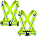 Reflective Safety Vest 2pcs - High Visibility Vest Adjustable Straps for Outdoor Jogging, Cycling, Walking and Riding