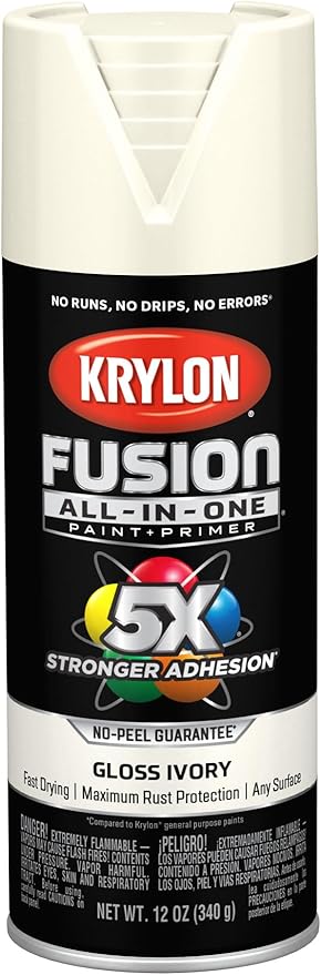 Krylon Fusion All-In-One Adhesive Spray Paint for Indoor/Outdoor Use, 12 oz, Ivory