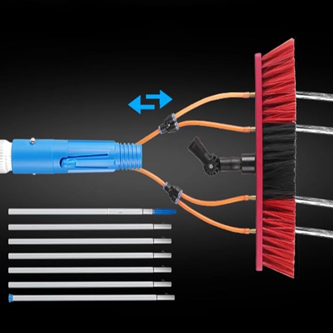 High Altitude Glass Window Cleaning Brush，Water Fed Pole Kit, 3-in-1 Aluminum Outdoor Window Cleaner,Cleaning Tool for Solar Panel，for Solar Panel, High-Altitude Clean(35cm/13.7in,6m/19.6ft)