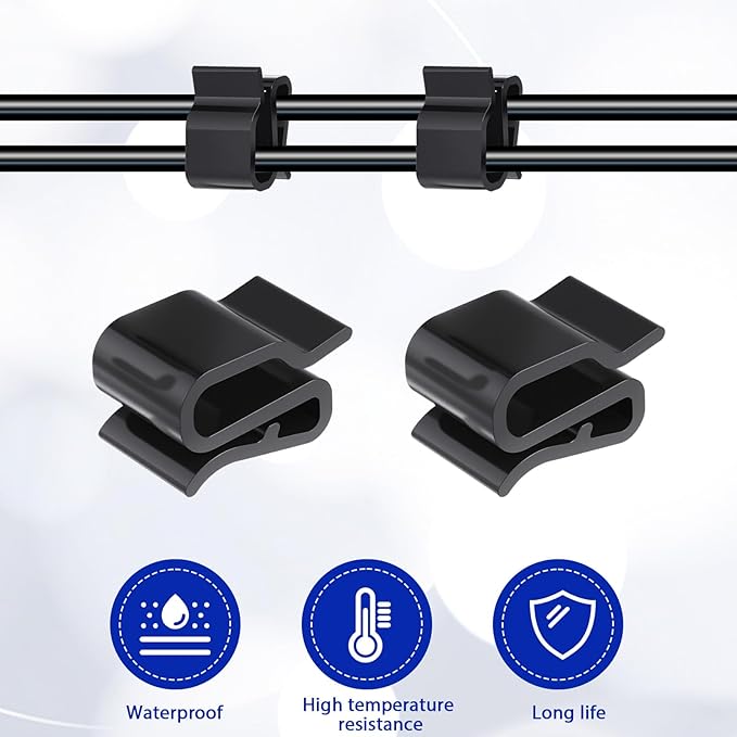 30 Pcs Trailer Wire Clips Photovoltaic Clamp Plastic Wires Clip Trailer Frame Wire Clips 25 * 15mm Black Outdoor Solar Panel Double Wires Clamps for PV Wiring Boat Cable