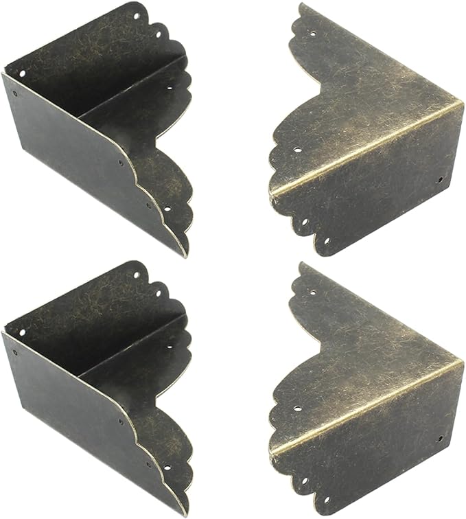 Bivethoi 8 Packs Bronze Box Corner Protectors, Edge Cover Safety Guard Furniture Decorative Metal Table Corner (2.76" x 1.18")