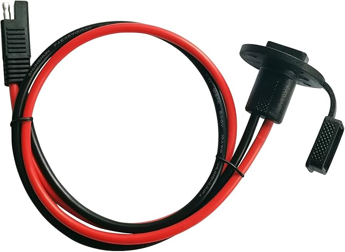 10AWG SAE Cable,SAE to SAE Solar Weatherproof Socket Sidewall Port,SAE Cable Quick Disconnect Connect Solar Panel Mount Universal Flush Mountable Connector - 2ft/60cm