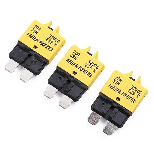 12V 24V 20A Fuse Circuit Breaker ATO/ATC Low Profile Manual Resettable Blade Fuses Breakers for Automotive Car Marine RV Solar Motors - UL Certified - max 32V DC 20 Amp, 3 Pack