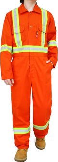 BOCOMAL FR Coveralls Men High Visibility 7.5oz Cotton Twill Flame Resistant Fire Retardant Work Coverall NFPA2112 HRC2