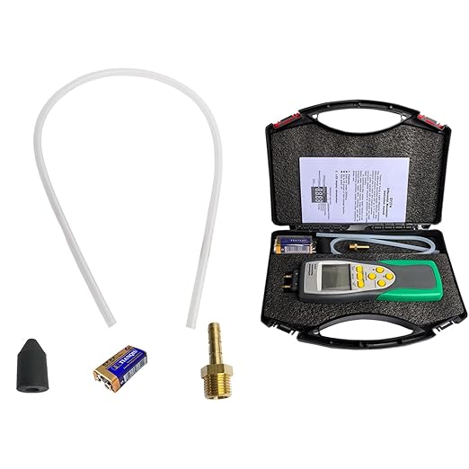 Professional-Grade Digital Manometer, ±241.3kPa/35PSI Gas Pressure Tester with Backlit LCD, 11 Units Conversion MAX/MIN/AVG & Data Logging, HVAC/Automotive Diagnostic Tool (Includes Battery)