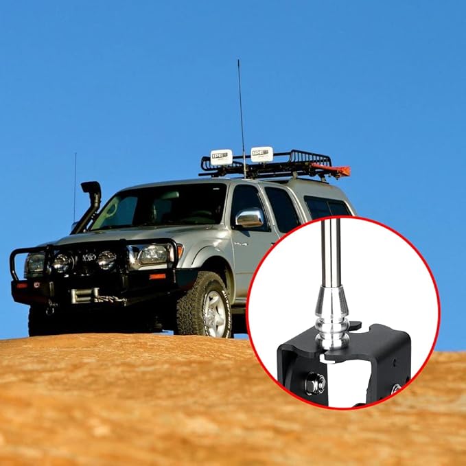 Folding Antenna Mount - Roof Rack Mounting Bracket Kit, Fits Crossbars and Platforms, Folding Aerial Bracket for Antennas, Flags and Small LED Light - Channel Mount