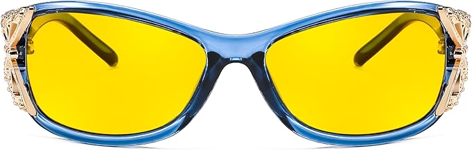 FEISEDY Classic Womens Night Glasses Driving Anti Glare Wrap Around Yellow Sunglasses B2548