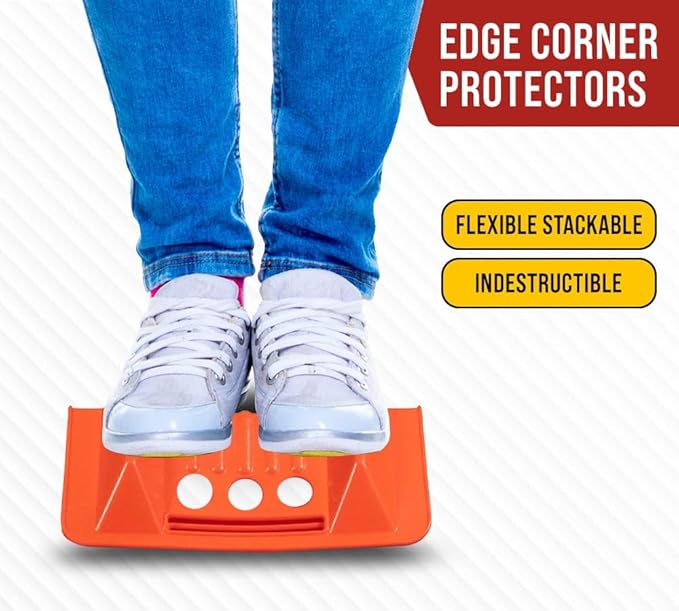 Mytee Products (20 Pieces 4"x10" Orange Corner Protector V Shaped Flatbed Edge Guards with Carrying Case - Cargo Load Corner Edge Protector and Tie-Down Strap Guard for Flatbed