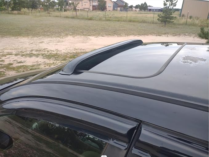 Original 38inch Universal Fit Rain Snow Guard Sun Roof Wind Deflector,1pc Tape-On Dark Smoke Tint Auto Moonroof Window Visor RN98