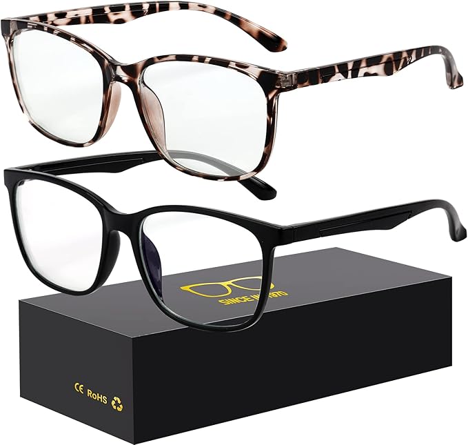 Blue-Light Blocking Glasses Computer Reading/Gaming/TV/Phones Glasses Fashion Anti Eyestrain Glasses for Women Men(A10 Black + Douhua)