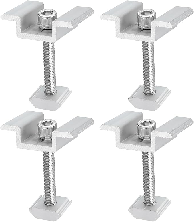 Uxcell Set of 4 Solar Panel Mount Mid Clamps, 45mm Aluminum, Silver