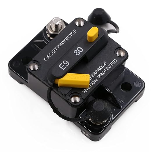 Overload Protection 80A Circuit Breaker Manual Reset 12V-72V for Car Automotive RV Solar DC System, T3 Resettable Breaker for Boat Trolling Motors, IP67 Waterproof, 80 Amp