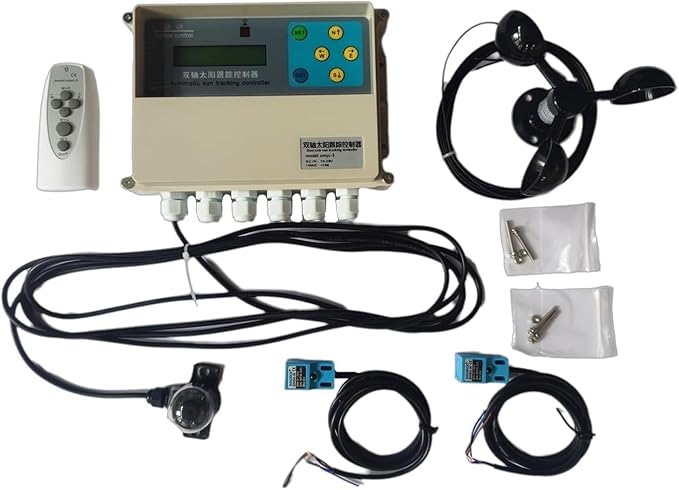 Dual-Axis Solar Tracker Controller Kit – Auto Sun Tracking with LCD, Wind Sensor & Remote – Boost Solar Panel Efficiency for Off-Grid, RV, Farm & DIY Systems
