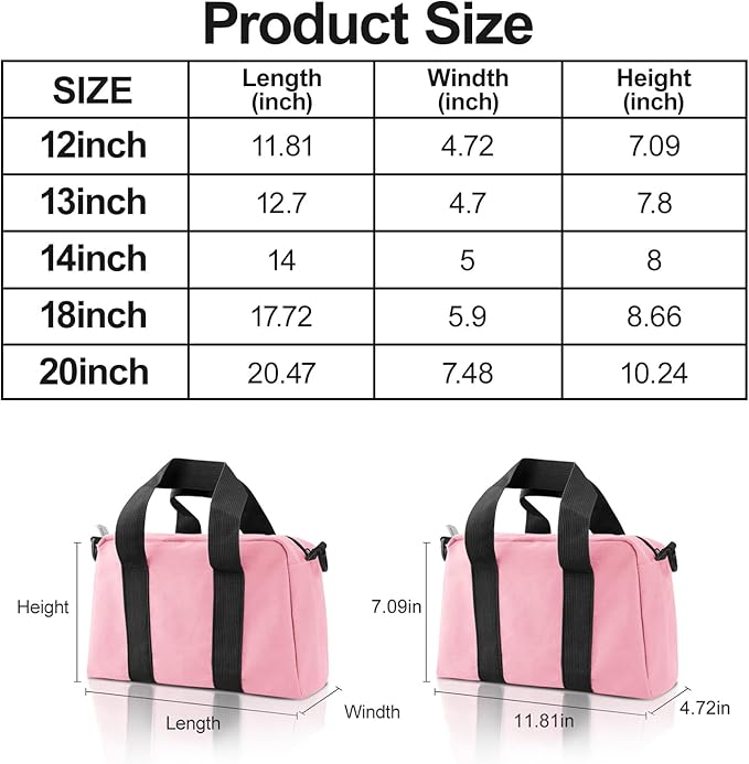 Small Tool Bag, Canvas Tool Storage Bag, Large Capacity Multipurpose Zipper Soft Tote Organizer Pouch for Electrician, Plumbing, Gardening,Tools Bags for Men (Pink, 18 Inch)