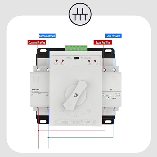 Dual Power Automatic Transfer Switch 110V 63A Outdoor Generator RV Transfer Switch 50HZ/60HZ Generator Changeover Switch(2P)