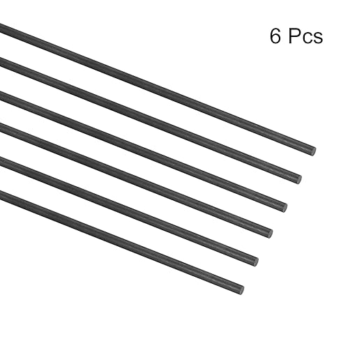 MECCANIXITY Carbon Fiber Rod, 3mm x 300mm for RC Plane DIY Tool Wing Tube Quadcopter Arm, Pack of 6