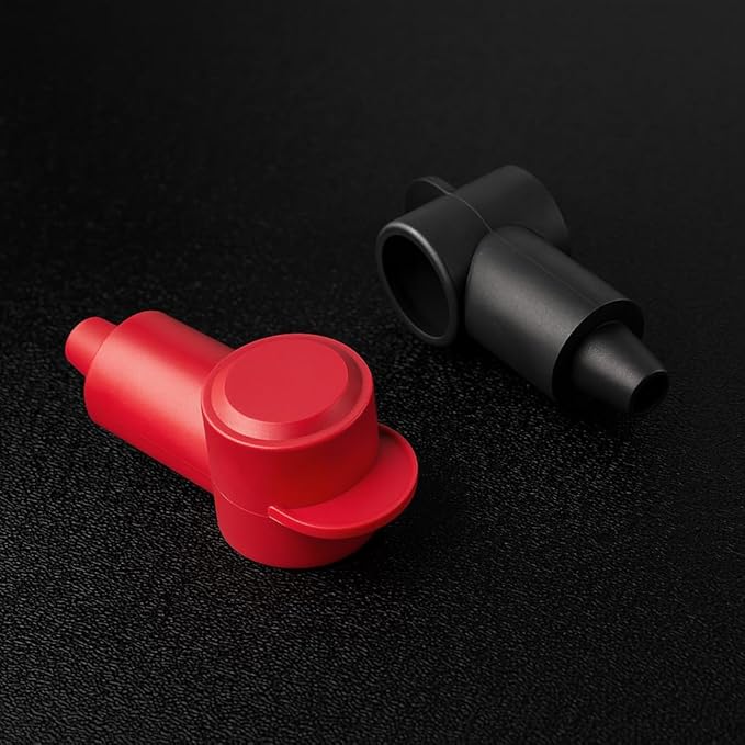 MGI SpeedWare 3/4" Diameter Boot Covers for Battery Power Junction Blocks, Fits 3/8" Stud and Nut, Made in the USA, Red + Black Pair (8-2ga)