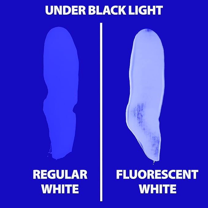milo Fluorescent White Neon Acrylic Paint | 64 oz Bottle Half Gallon | Glows UV in Black Light | Non-Toxic Made in USA | Bulk Art Paint for Party, Student, Classroom, Artist | Paint in the Dark