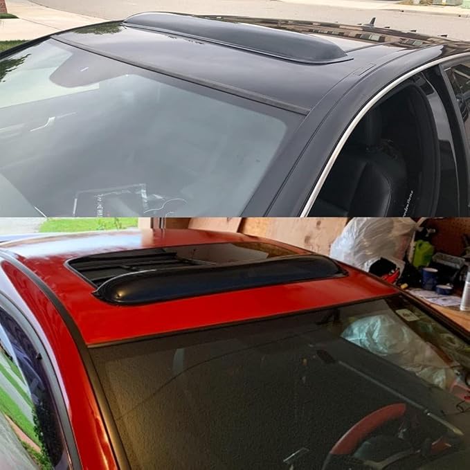 Original 43inch Universal Fit Rain Snow Guard Sun Roof Wind Shade Deflector,1pc Tape-On Dark Smoke Tint Auto Moonroof Window Visor |RN110|