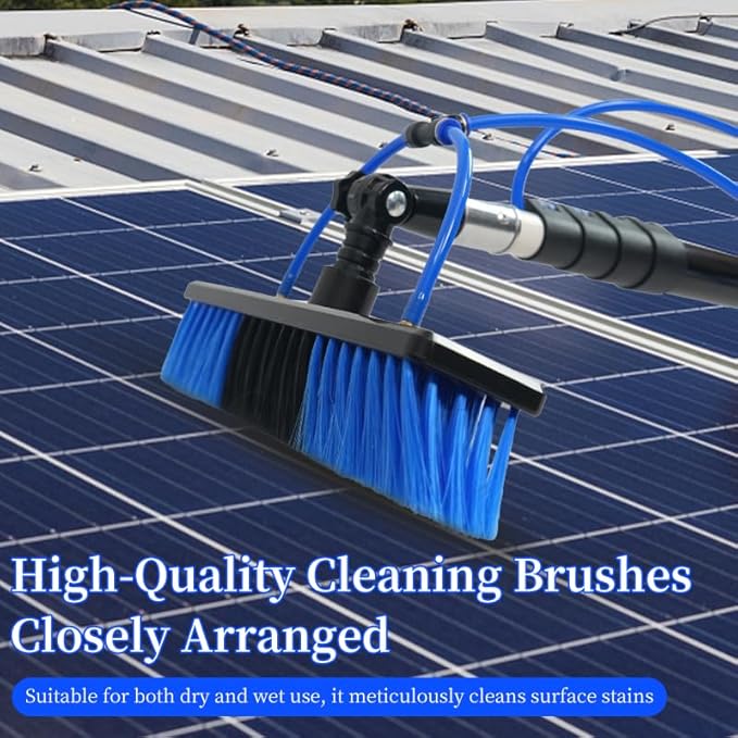 20FT Solar Panel Cleaning Kit with Telescopic Pole & Soap Dispenser, Water Fed Solar Panel Brush for Home/Roof/Caravan, Extendable Window Cleaner Tool for RV, Boat, Deck & Outdoor Use (20FT)