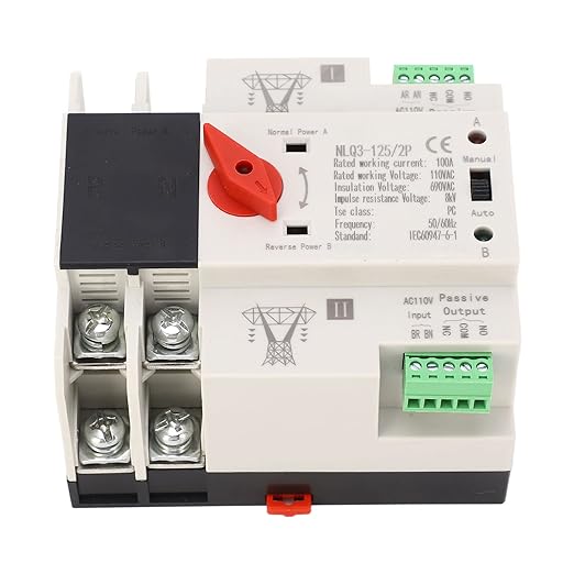 Power Automatic Transfer Switch 110v 100a 2p ATS Generator Changeover with Generator Switch Transfer Generator Transfer Switch