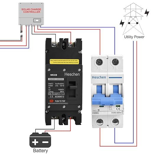Heschen DC Molded Case Circuit Breaker MCCB, 2 Poles, DC1000V Photovoltaic Circuit Breaker, for Solar PV System Solar Panels Grid System (315A HSM3DC-320)